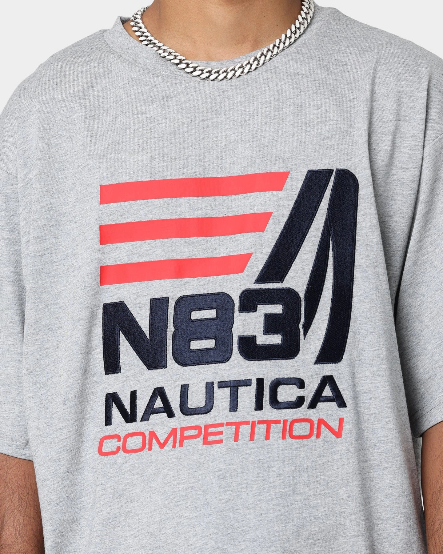 Nautica Finley Oversized T-Shirt Grey Marl Luxury clothing