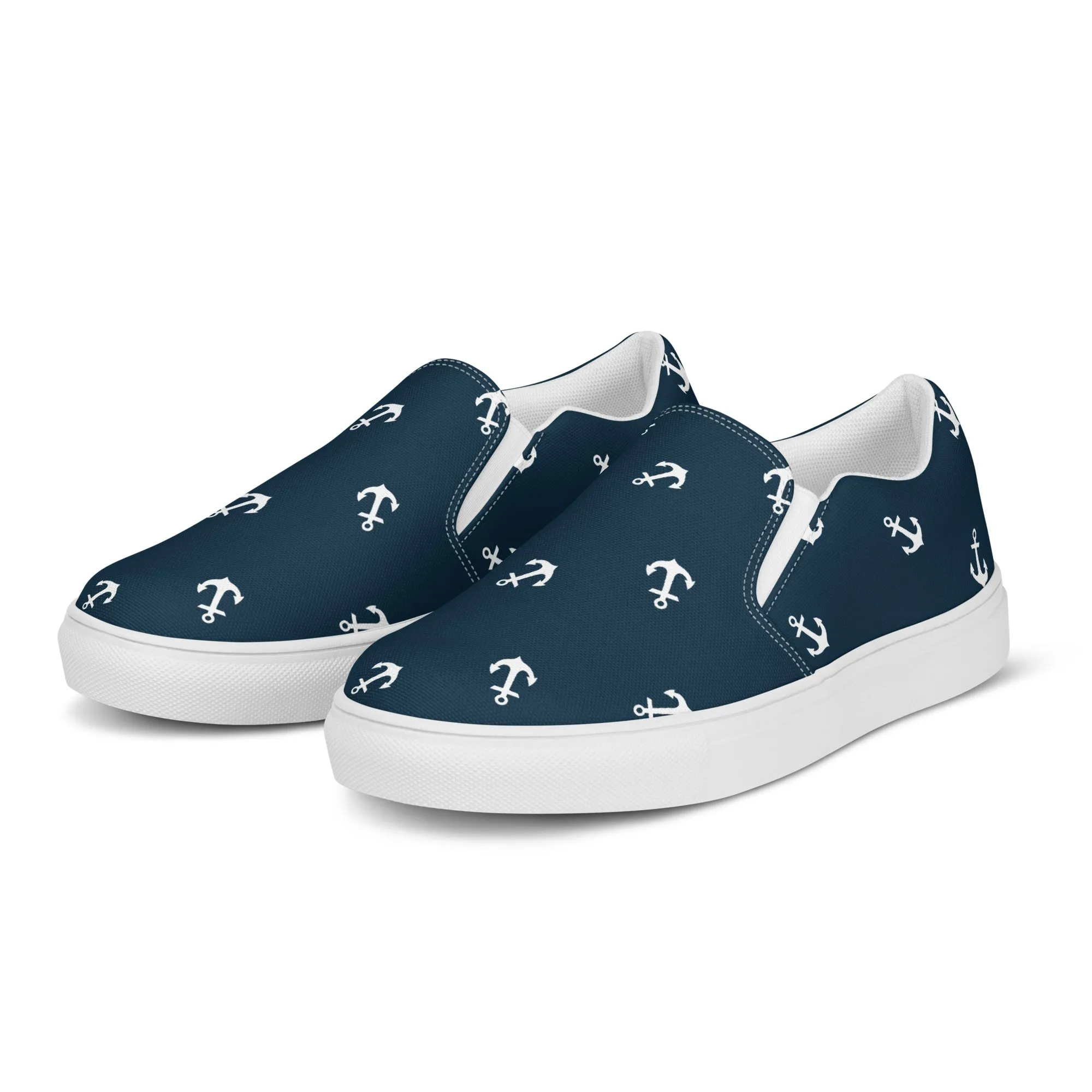 Nautical Anchors Women’s blue slip-on canvas shoes