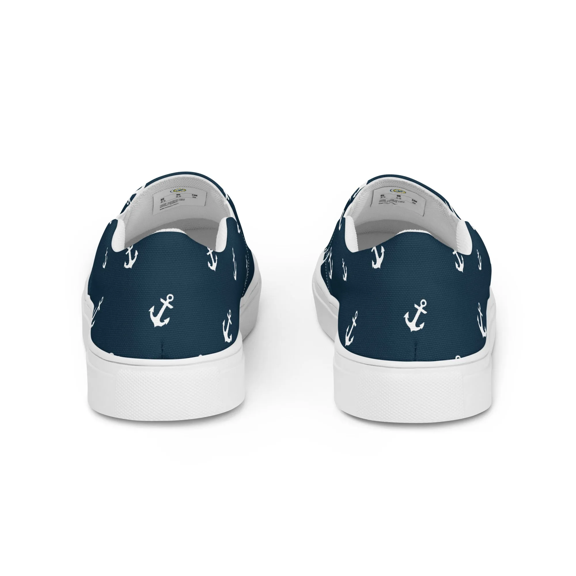 Nautical Anchors Women’s blue slip-on canvas shoes