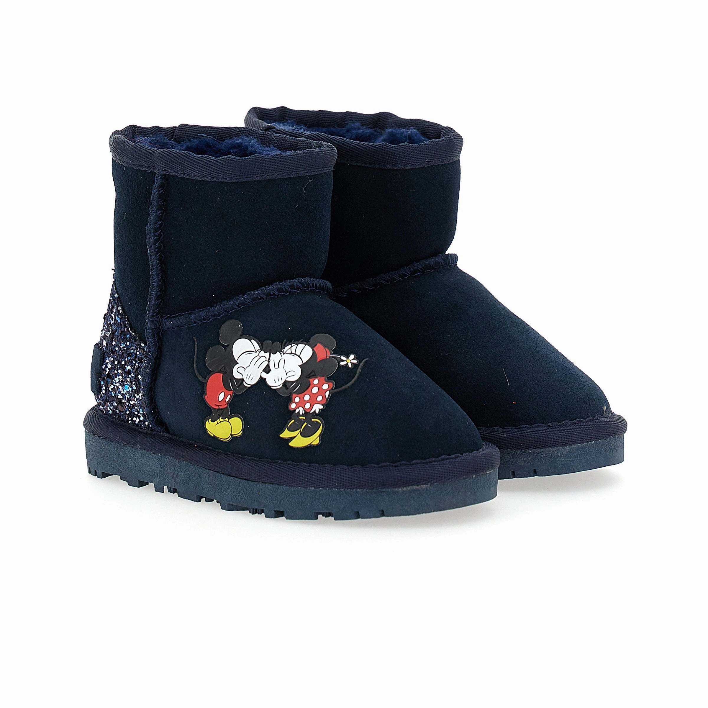 Simple Wear Navy Mickey   Minnie Glitter Tab Winter Boots