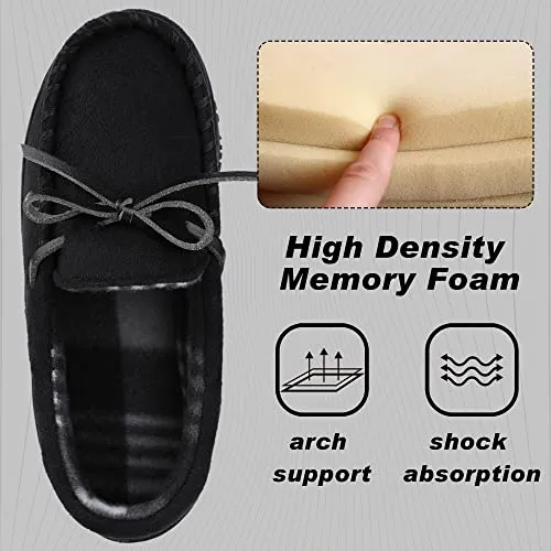 NCCB House Slippers for Girls Comfortable Memory Foam Adorable Moccasin Slippers Indoor Outdoor Black Size 1