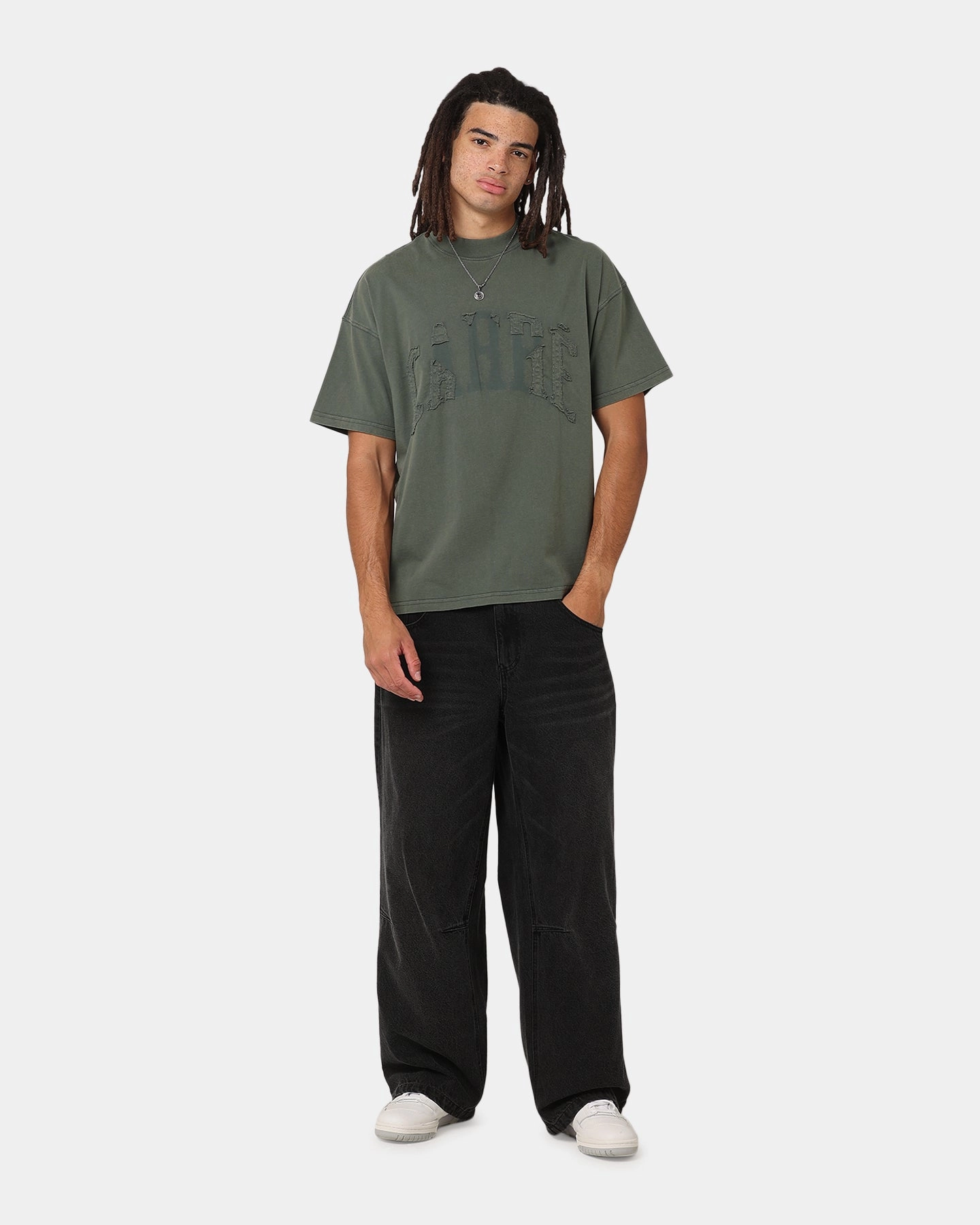 Carre Con-Star Oversized T-Shirt Rinsed Moss Green ThermoregulatingFabric Fashionable Layer
