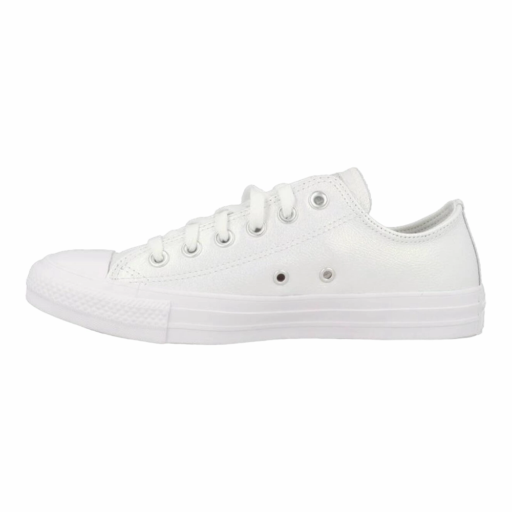Tapered Heel Cup Converse Chuck Taylor All Star OX Kids' White Leather Shiny Sneakers