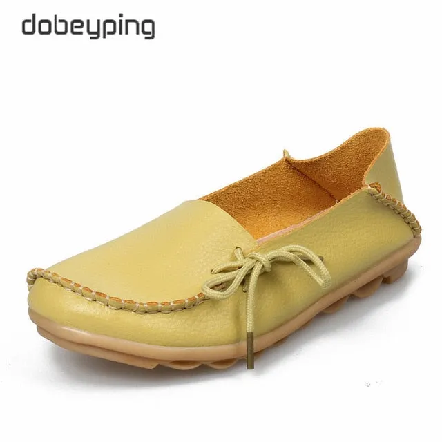 New Genuine Leather Moccasins Women Flats