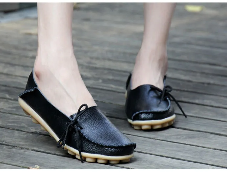 New Genuine Leather Moccasins Women Flats