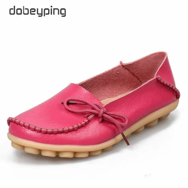 New Genuine Leather Moccasins Women Flats