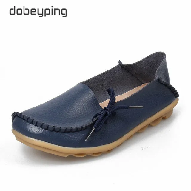 New Genuine Leather Moccasins Women Flats