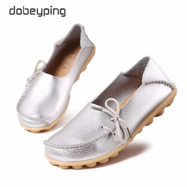 New Genuine Leather Moccasins Women Flats