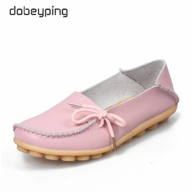 New Genuine Leather Moccasins Women Flats