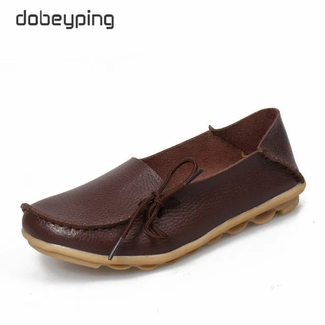 New Genuine Leather Moccasins Women Flats