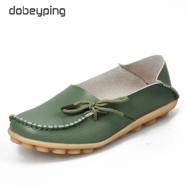 New Genuine Leather Moccasins Women Flats