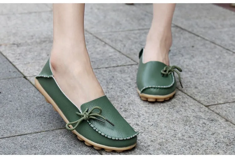 New Genuine Leather Moccasins Women Flats