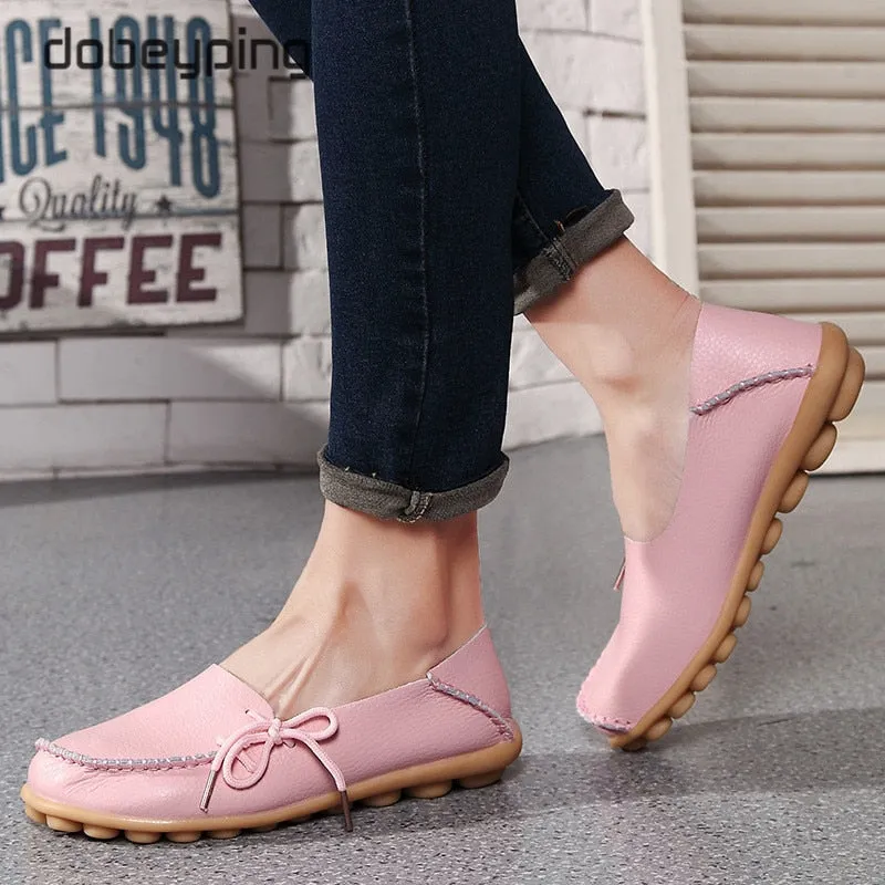 New Genuine Leather Moccasins Women Flats