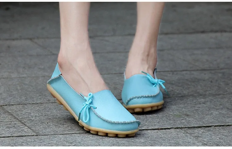 New Genuine Leather Moccasins Women Flats