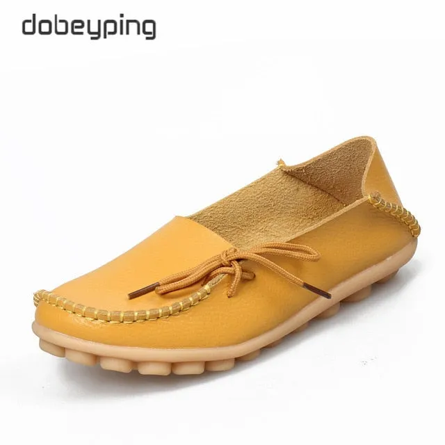 New Genuine Leather Moccasins Women Flats