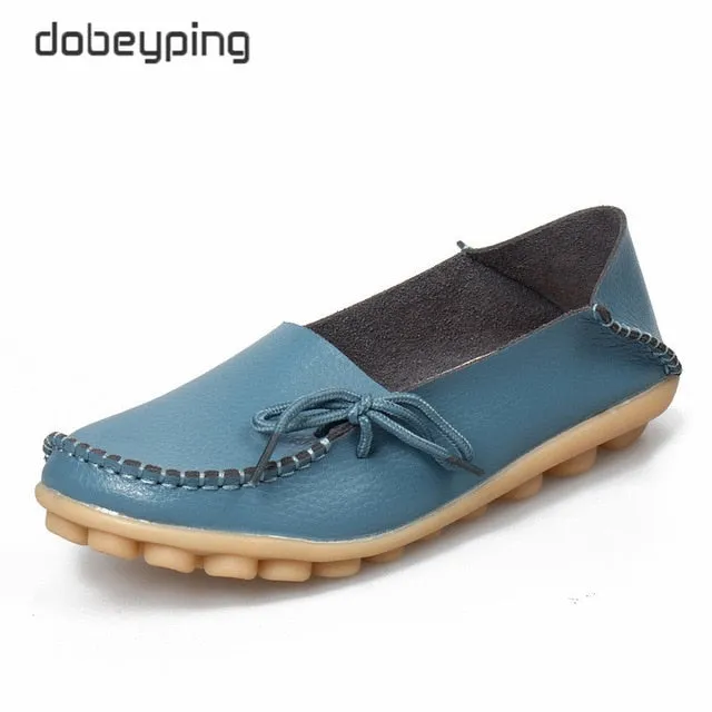 New Genuine Leather Moccasins Women Flats