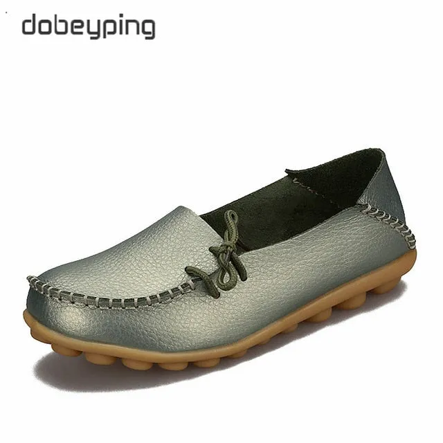 New Genuine Leather Moccasins Women Flats