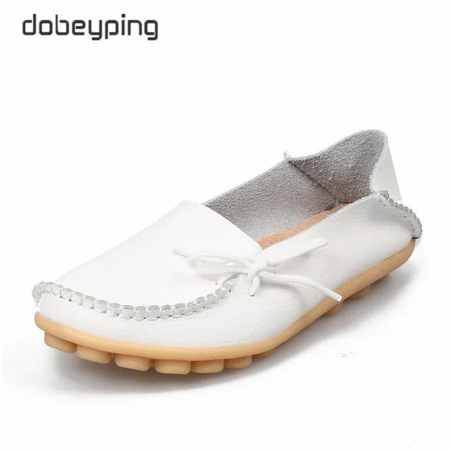 New Genuine Leather Moccasins Women Flats