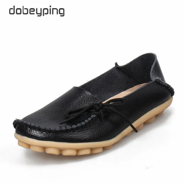 New Genuine Leather Moccasins Women Flats
