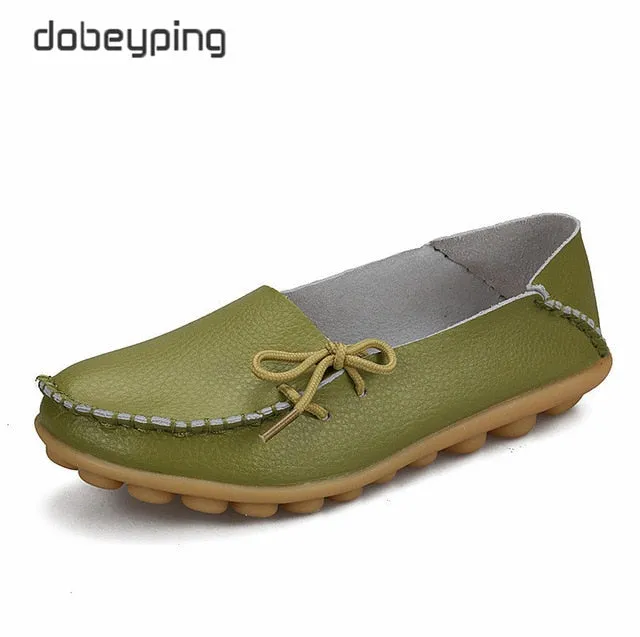 New Genuine Leather Moccasins Women Flats
