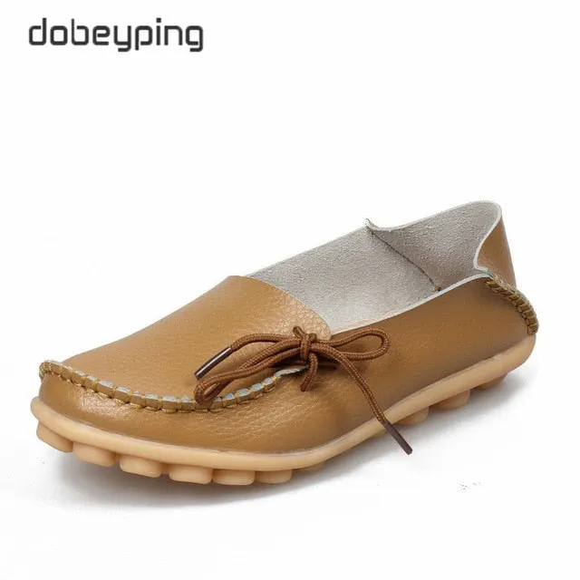 New Genuine Leather Moccasins Women Flats
