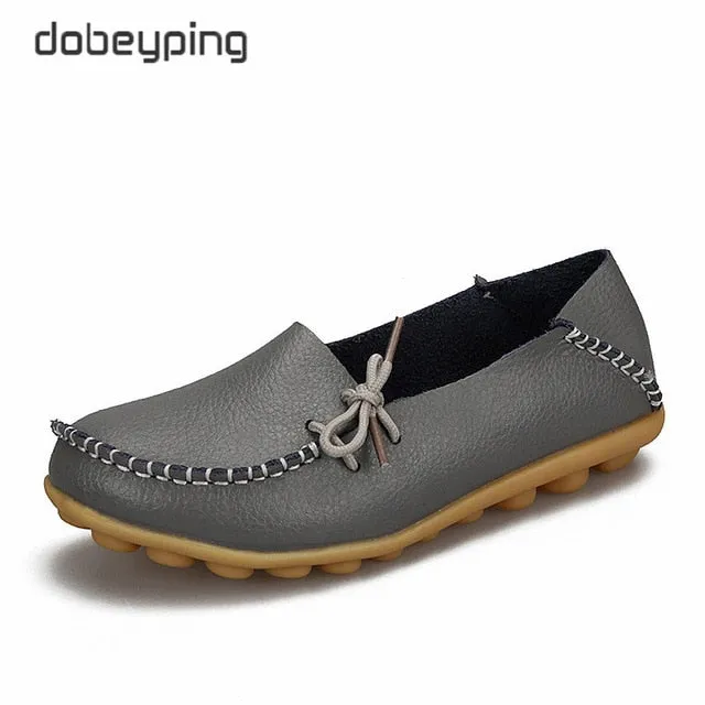 New Genuine Leather Moccasins Women Flats