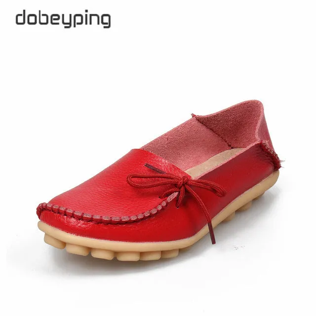 New Genuine Leather Moccasins Women Flats