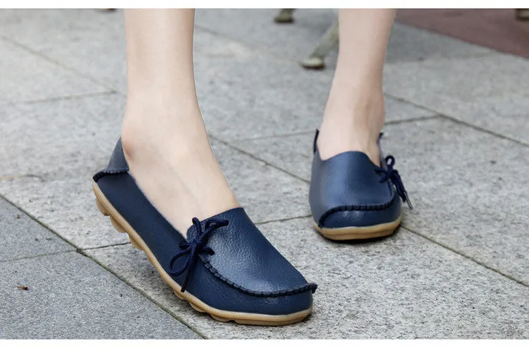 New Genuine Leather Moccasins Women Flats