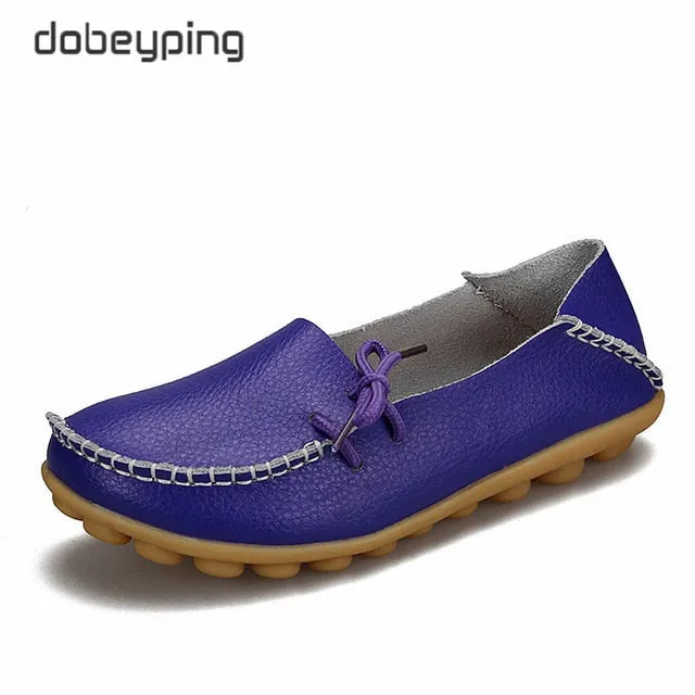 New Genuine Leather Moccasins Women Flats