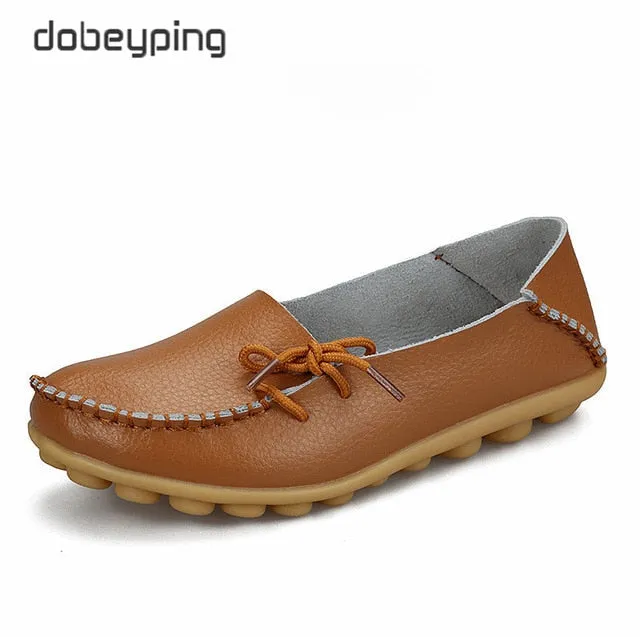 New Genuine Leather Moccasins Women Flats
