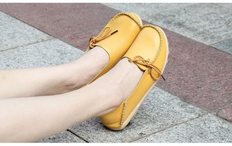 New Genuine Leather Moccasins Women Flats