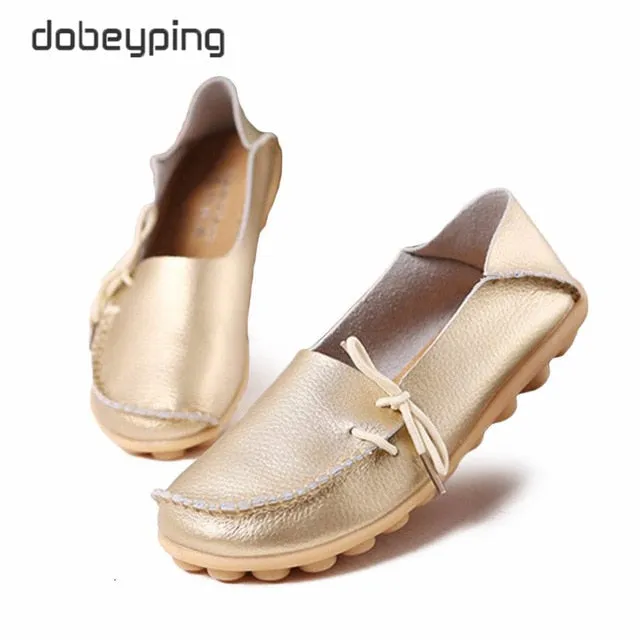 New Genuine Leather Moccasins Women Flats