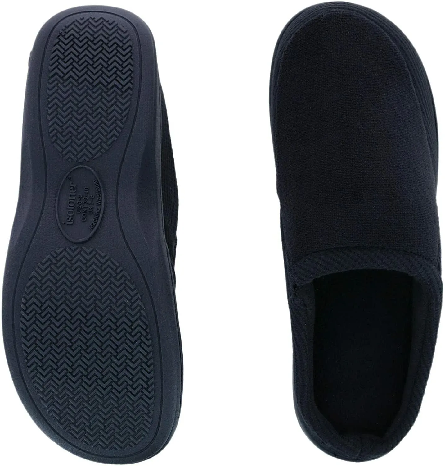 New Men's isotoner Microterry and Waffle Travis Hoodback Slippers, black, Sz L 9.5-10.5