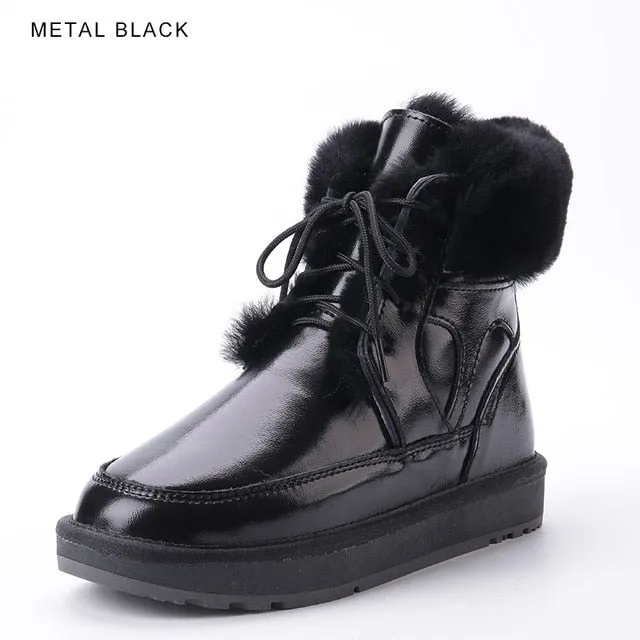 New Style Leather Sheep Fur Lined Women Fashion Ankle Winter Boots