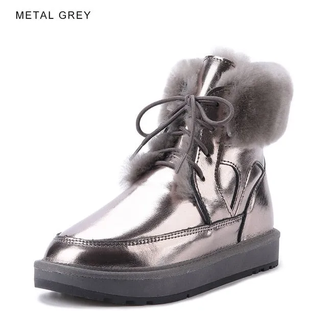 New Style Leather Sheep Fur Lined Women Fashion Ankle Winter Boots