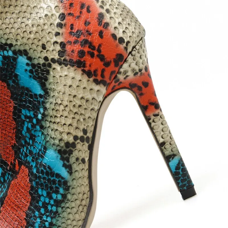New Women 11.5cm High Heels Boots Fetish Pointed Toe Boots Serpentine