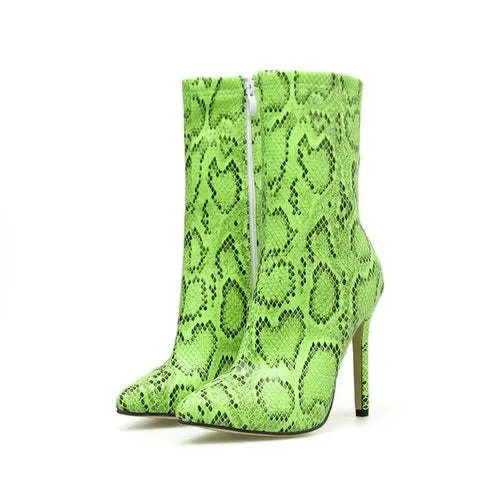 New Women 11.5cm High Heels Boots Fetish Pointed Toe Boots Serpentine