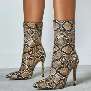 New Women 11.5cm High Heels Boots Fetish Pointed Toe Boots Serpentine