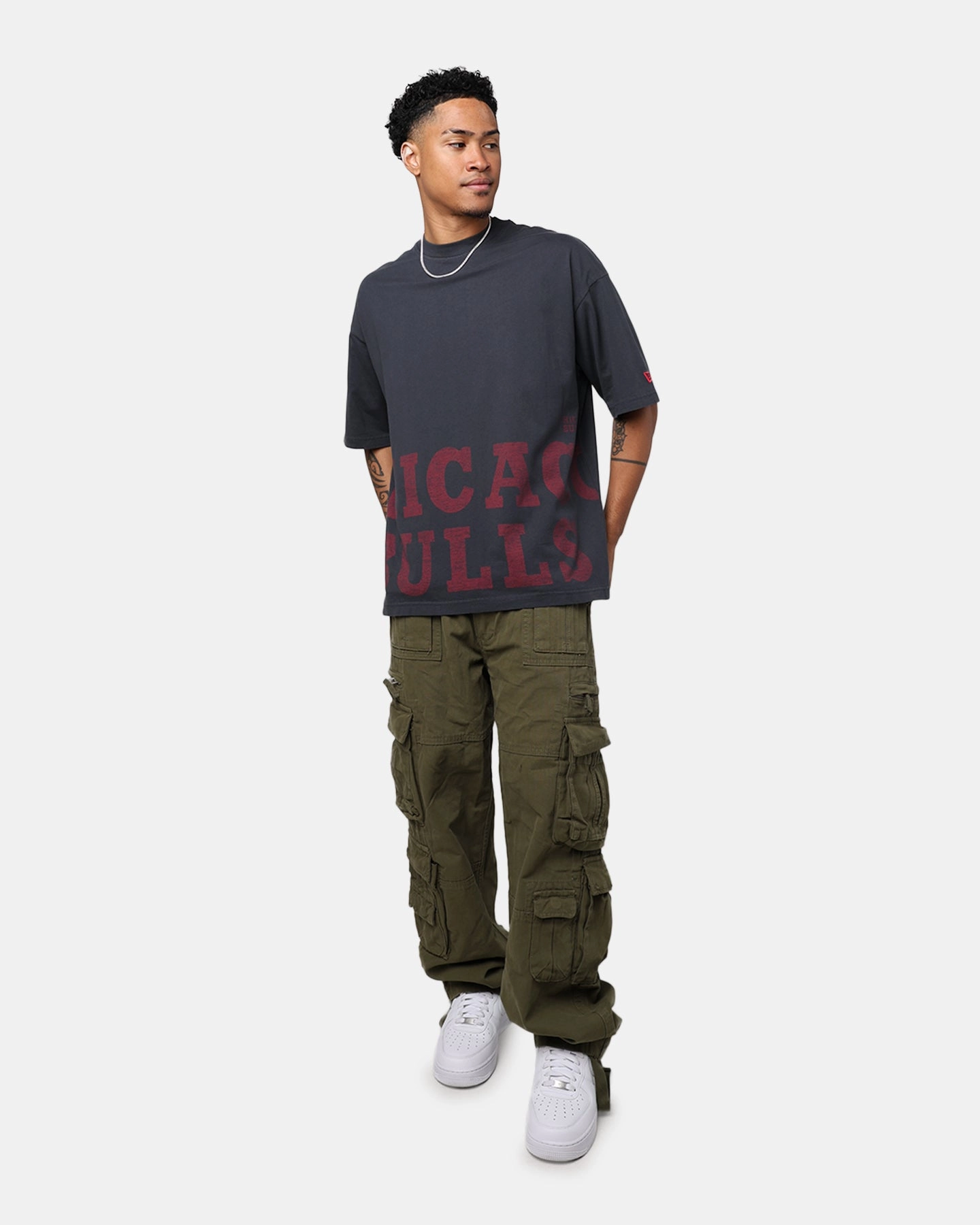 Breathable Yarn Composition Solid Color New Era Chicago Bulls Oversized T-Shirt Black