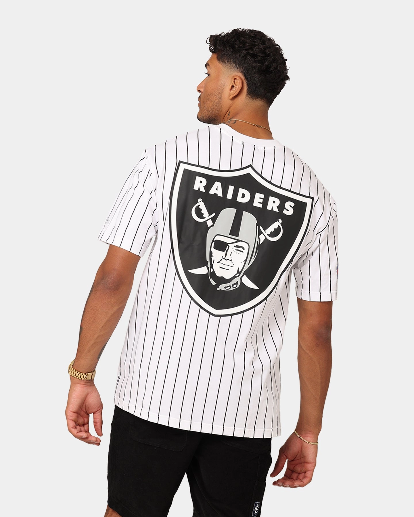 Casual Vibes New Era Las Vegas Raiders Oversized T-Shirt White Pinstripe