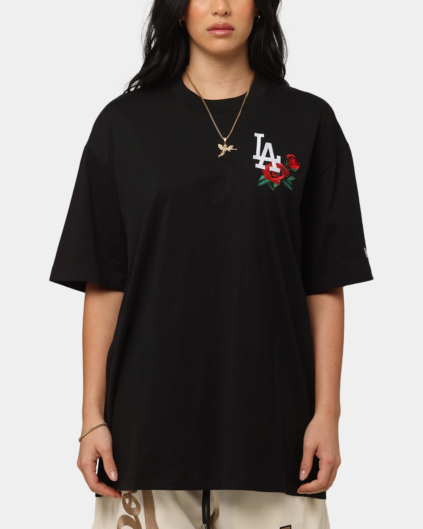 Halloween Chic Style New Era Los Angeles Dodgers Rose Oversized T-Shirt Black