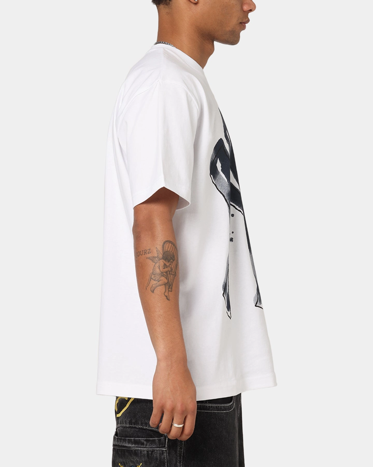 New Era New York Yankees Oversized Paint T-Shirt White Stretch Jersey Knit