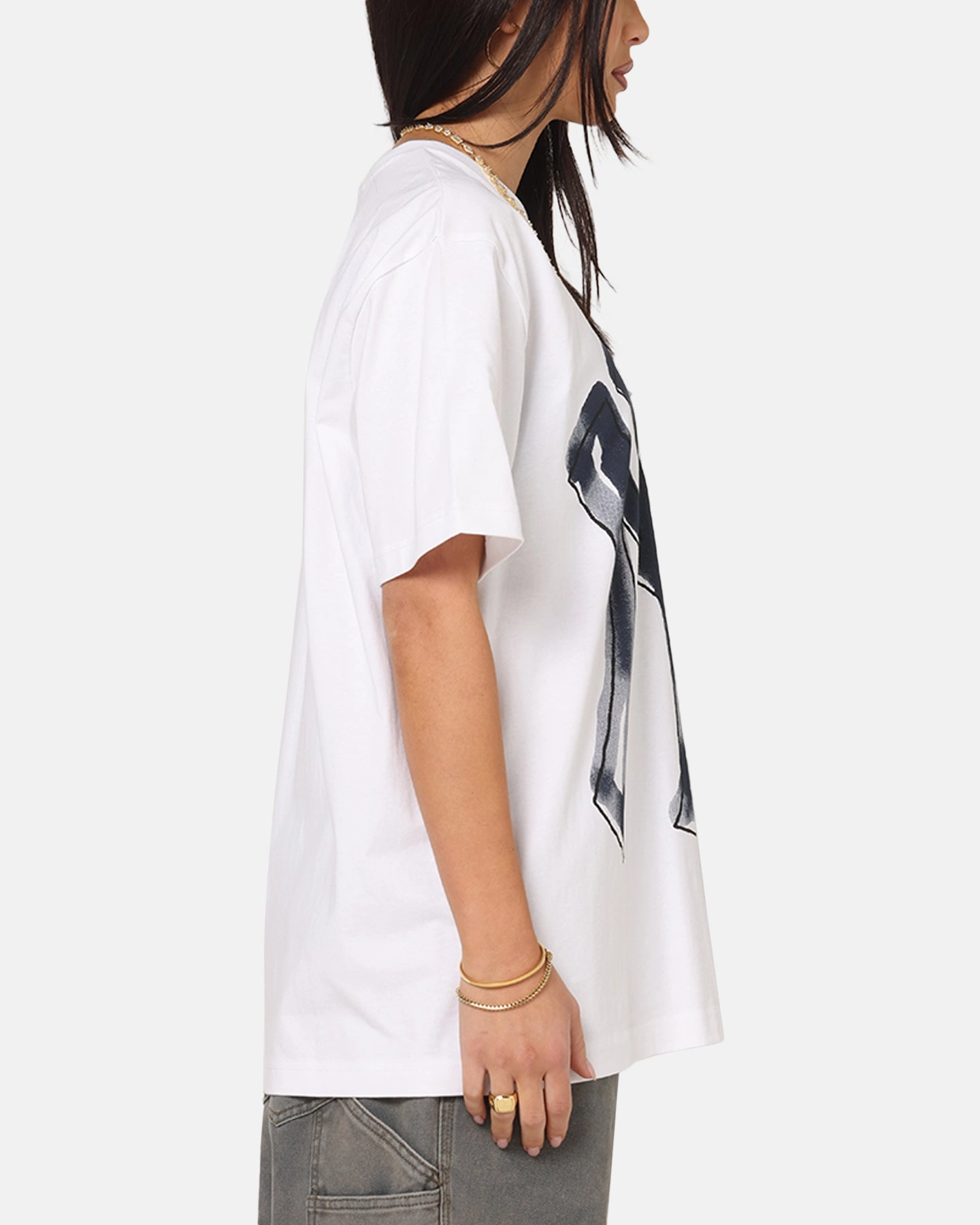 New Era New York Yankees Oversized Paint T-Shirt White Relaxed Look Smooth Finish