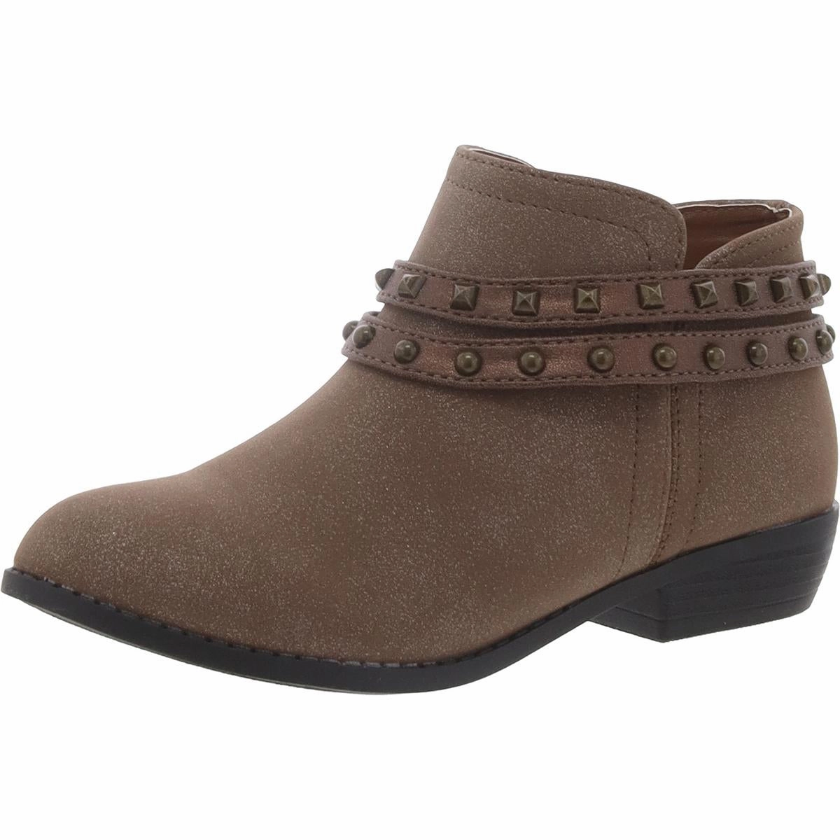 Nicolena Girls Studded Block Heel Booties Walk Lifestyle