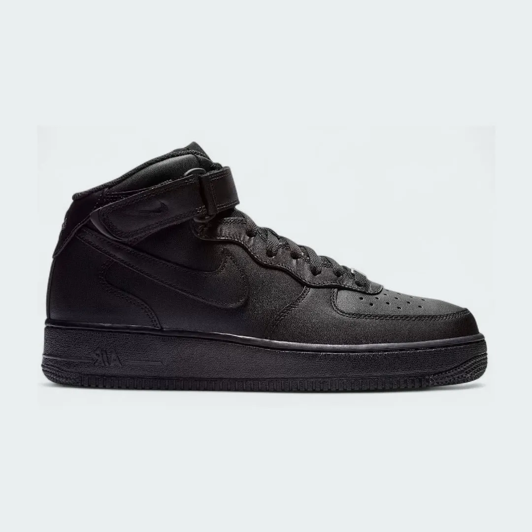 Nike Air Force 1 Mid 07 Men's Leather Trainers CW2289 001 Asymmetric Lacing Tech