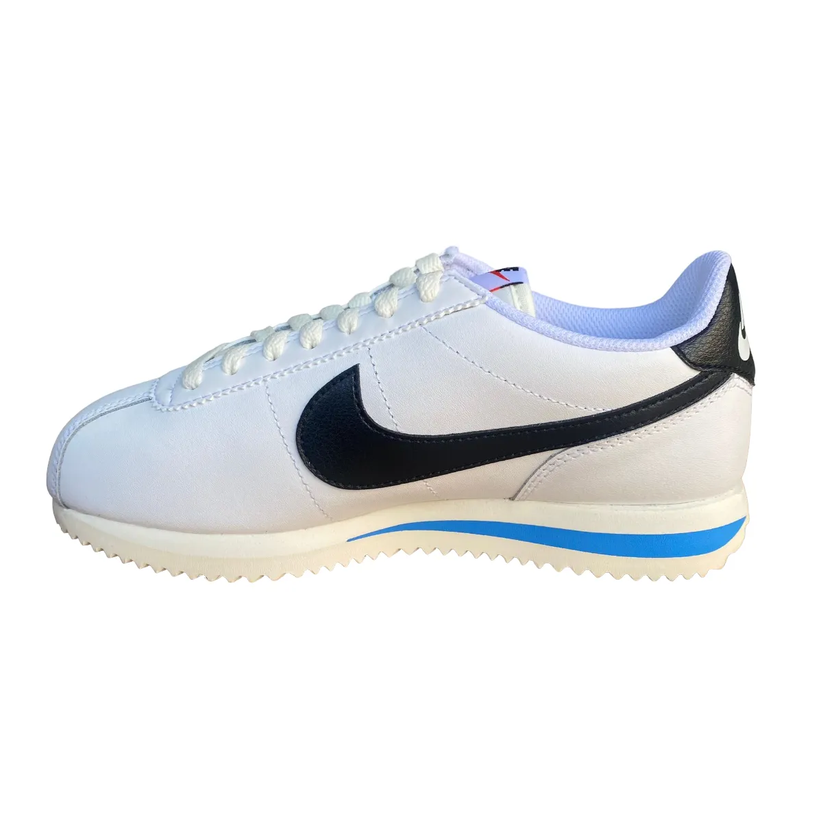 Nike scarpa sneakers da donna Cortez DN1791-100 bianco nero azzurro elegant - style shoes