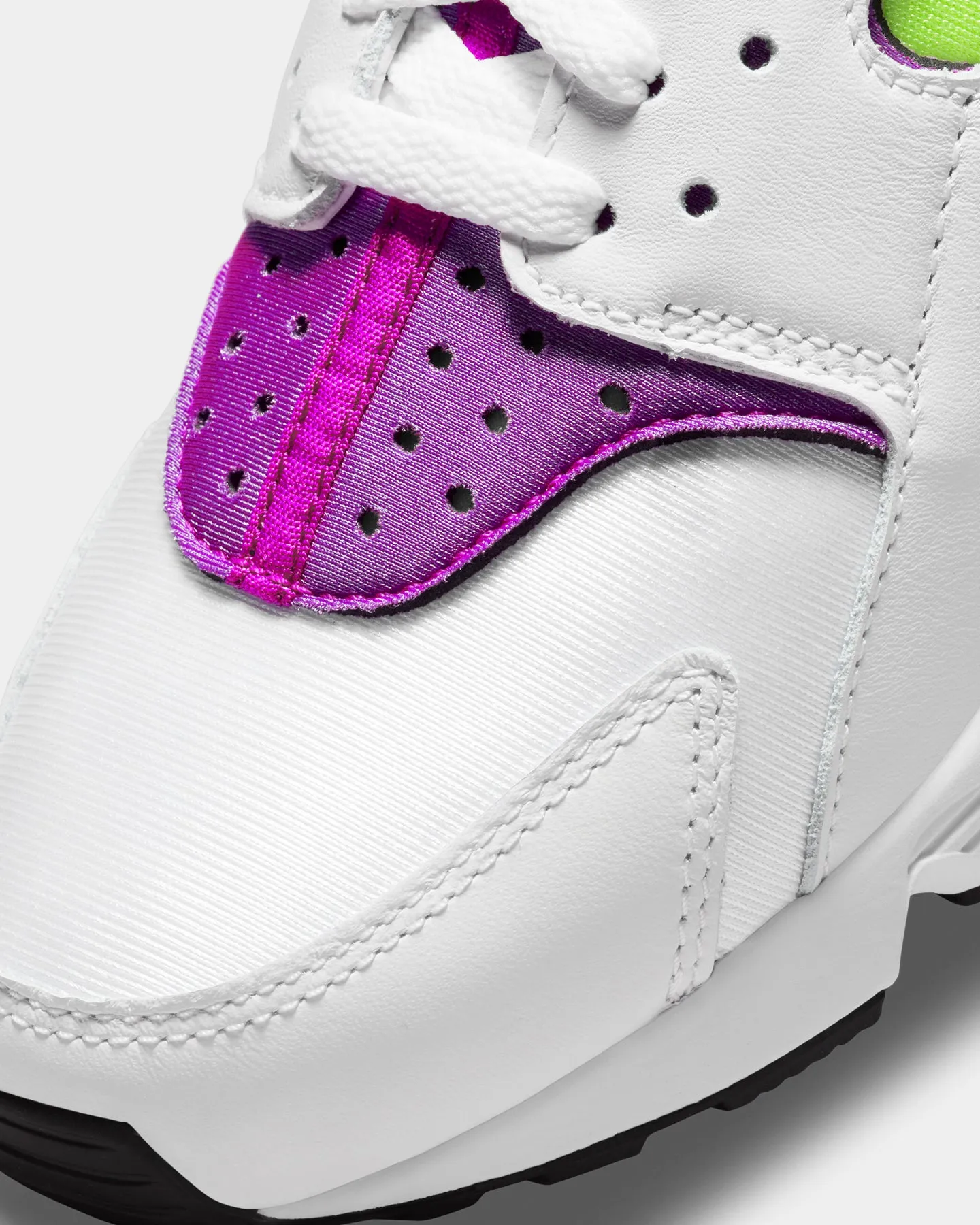 Nike Women's Air Huarache White/Neon Yellow webbing - strap shoes