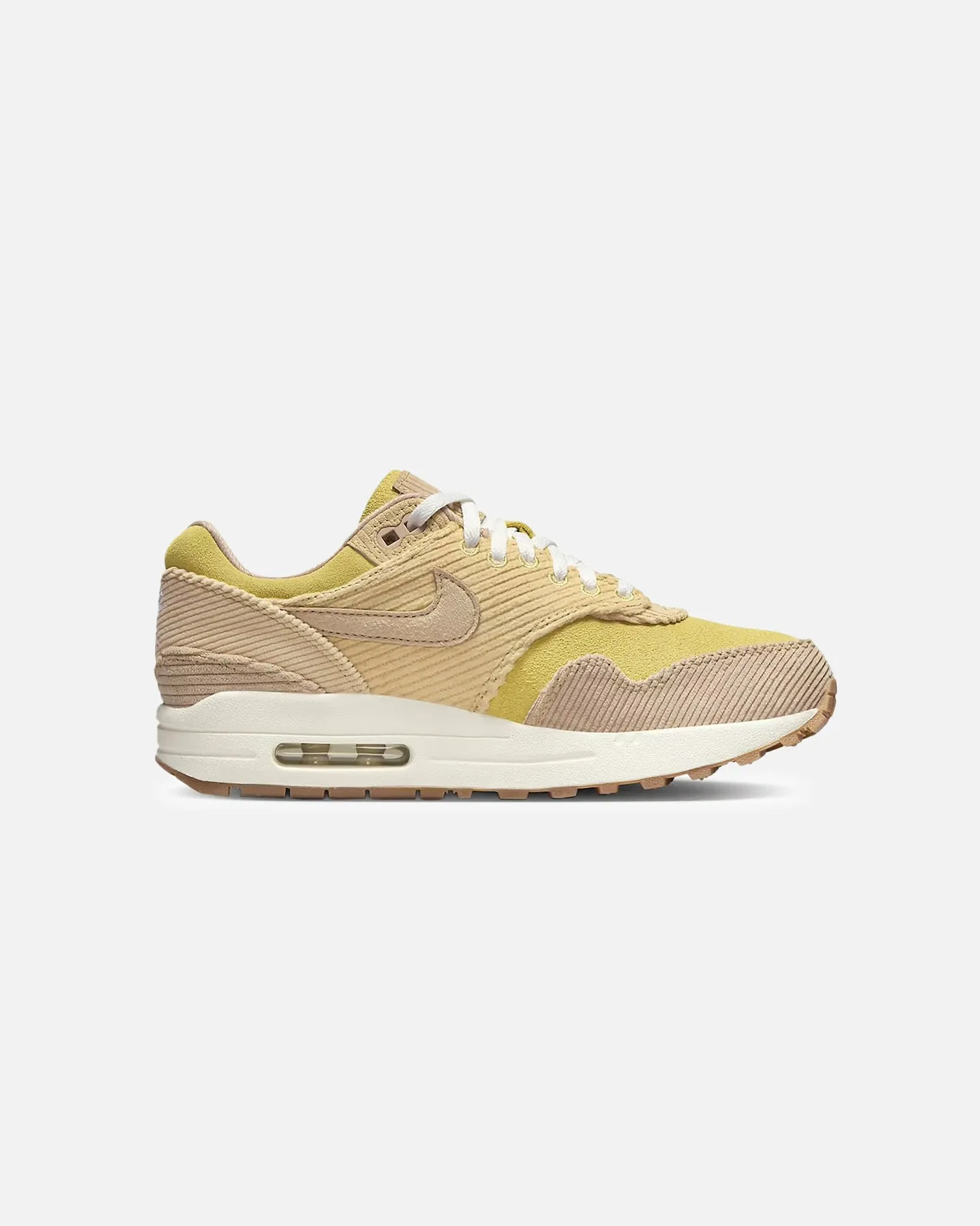 Nike Women's Air Max 1 '87 "CordAiroy" Buff Gold/Hemp Canvas logo - engraved shoes