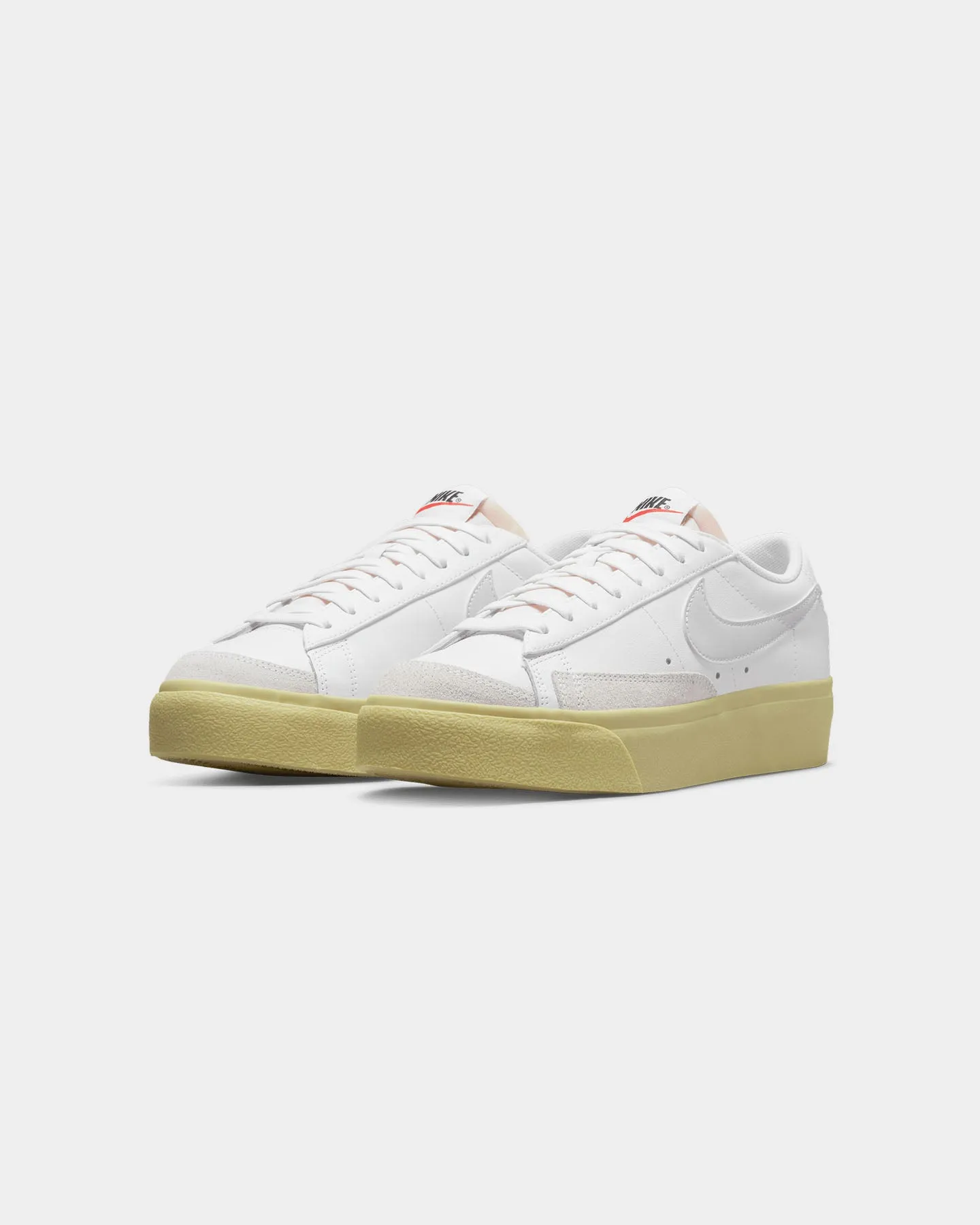 Nike Women's Blazer Low Platform Shoes White/White-Lemon Torsional Support System combination shoes