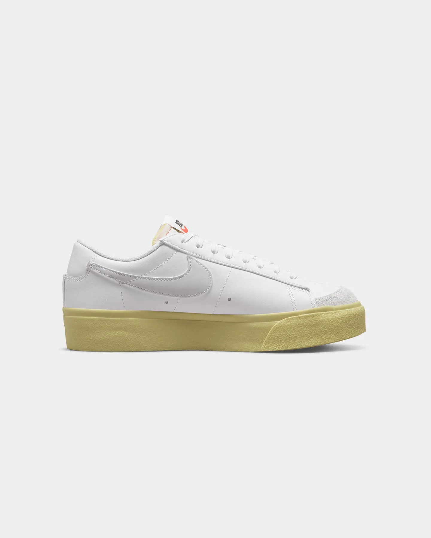summer running shoe climate indoor - wear shoes Nike Women's Blazer Low Platform Shoes White/White-Lemon